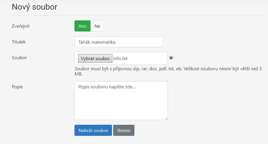 Přidání nového souboru do třídy