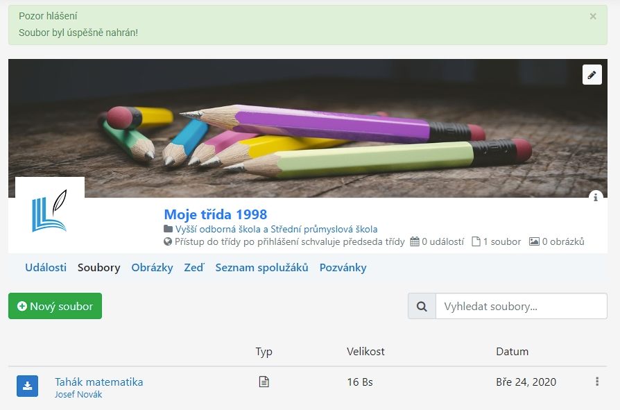 Seznam souborů ve třídě